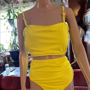 Decree Yellow Ribbed Bikini Set